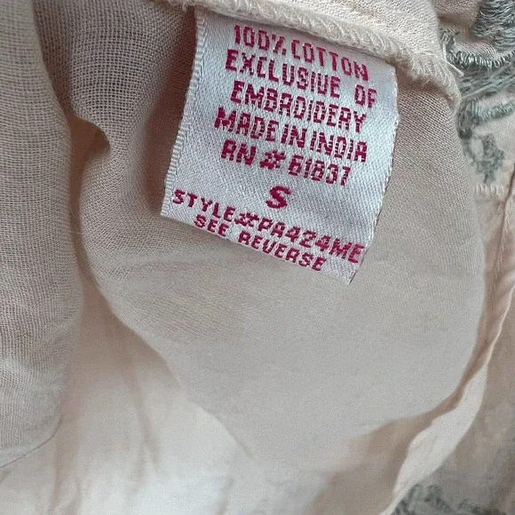 Parker Blouse Womens Sz Small Pink Gray Embroidery Sequins Beaded Long Sleeve - Picture 8 of 9